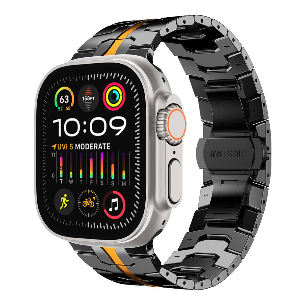 Curea smartwatch Techsuit Watchband (W063) compatibil cu Apple Watch 1/2/3/4/5/6/7/8/9/10/11/SE/SE 2/SE 3/Ultra/2/3 (42/44/45/46/49mm), Negru Orange