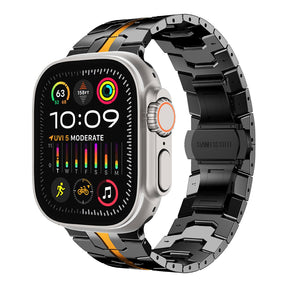 Curea smartwatch Techsuit Watchband (W063) compatibil cu Apple Watch 1/2/3/4/5/6/7/8/9/10/11/SE/SE 2/SE 3/Ultra/2/3 (42/44/45/46/49mm), Negru Orange