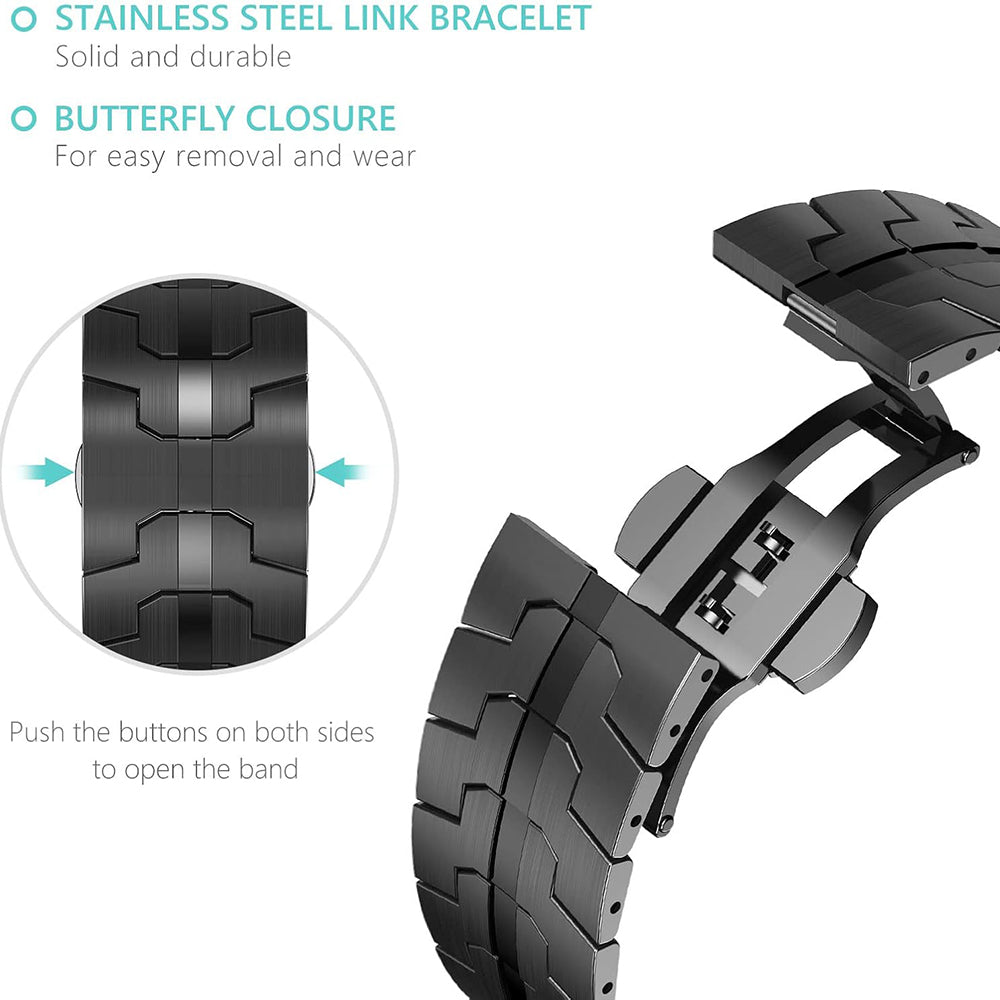 Curea smartwatch Techsuit Watchband (W063) compatibil cu Apple Watch 1/2/3/4/5/6/7/8/9/10/11/SE/SE 2/SE 3/Ultra/2/3 (42/44/45/46/49mm), Negru