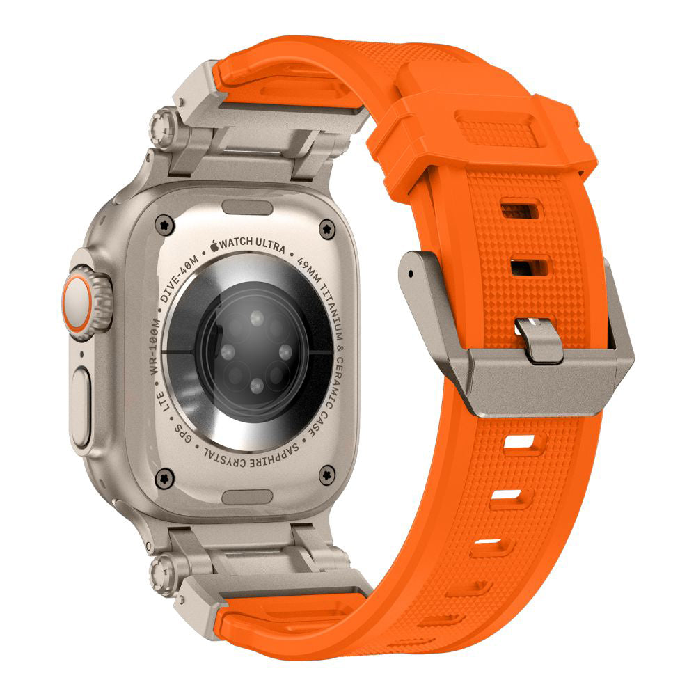 Curea smartwatch Techsuit Watchband (W064) compatibil cu Apple Watch 1/2/3/4/5/6/7/8/9/10/11/SE/SE 2/SE 3/Ultra/2/3 (42/44/45/46/49mm), Argintiu Orange
