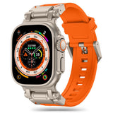 Curea smartwatch Techsuit Watchband (W064) compatibil cu Apple Watch 1/2/3/4/5/6/7/8/9/10/11/SE/SE 2/SE 3/Ultra/2/3 (42/44/45/46/49mm), Argintiu Orange