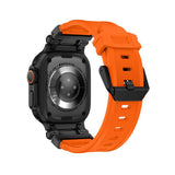 Curea smartwatch Techsuit Watchband (W064) compatibil cu Apple Watch 1/2/3/4/5/6/7/8/9/10/11/SE/SE 2/SE 3/Ultra/2/3 (42/44/45/46/49mm), Negru Orange