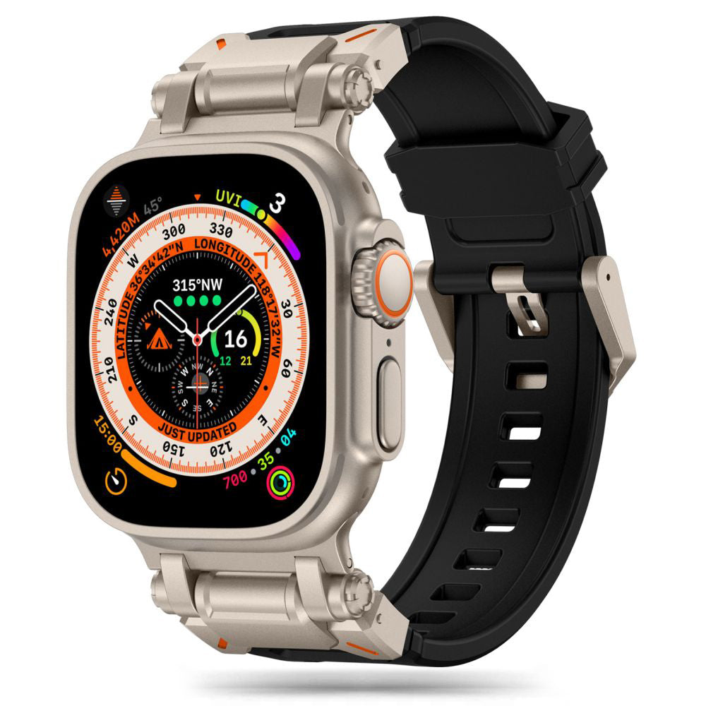 Curea smartwatch Techsuit Watchband (W064) compatibil cu Apple Watch 1/2/3/4/5/6/7/8/9/10/11/SE/SE 2/SE 3/Ultra/2/3 (42/44/45/46/49mm), Argintiu Black
