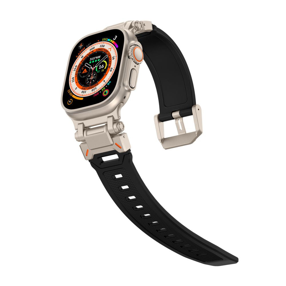 Curea smartwatch Techsuit Watchband (W064) compatibil cu Apple Watch 1/2/3/4/5/6/7/8/9/10/11/SE/SE 2/SE 3/Ultra/2/3 (42/44/45/46/49mm), Argintiu Black