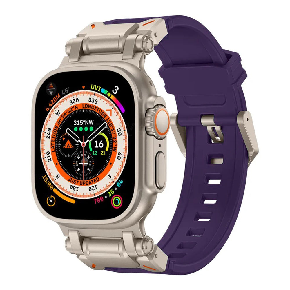 Curea smartwatch Techsuit Watchband (W064) compatibil cu Apple Watch 1/2/3/4/5/6/7/8/9/10/11/SE/SE 2/SE 3/Ultra/2/3 (42/44/45/46/49mm), Argintiu Purple
