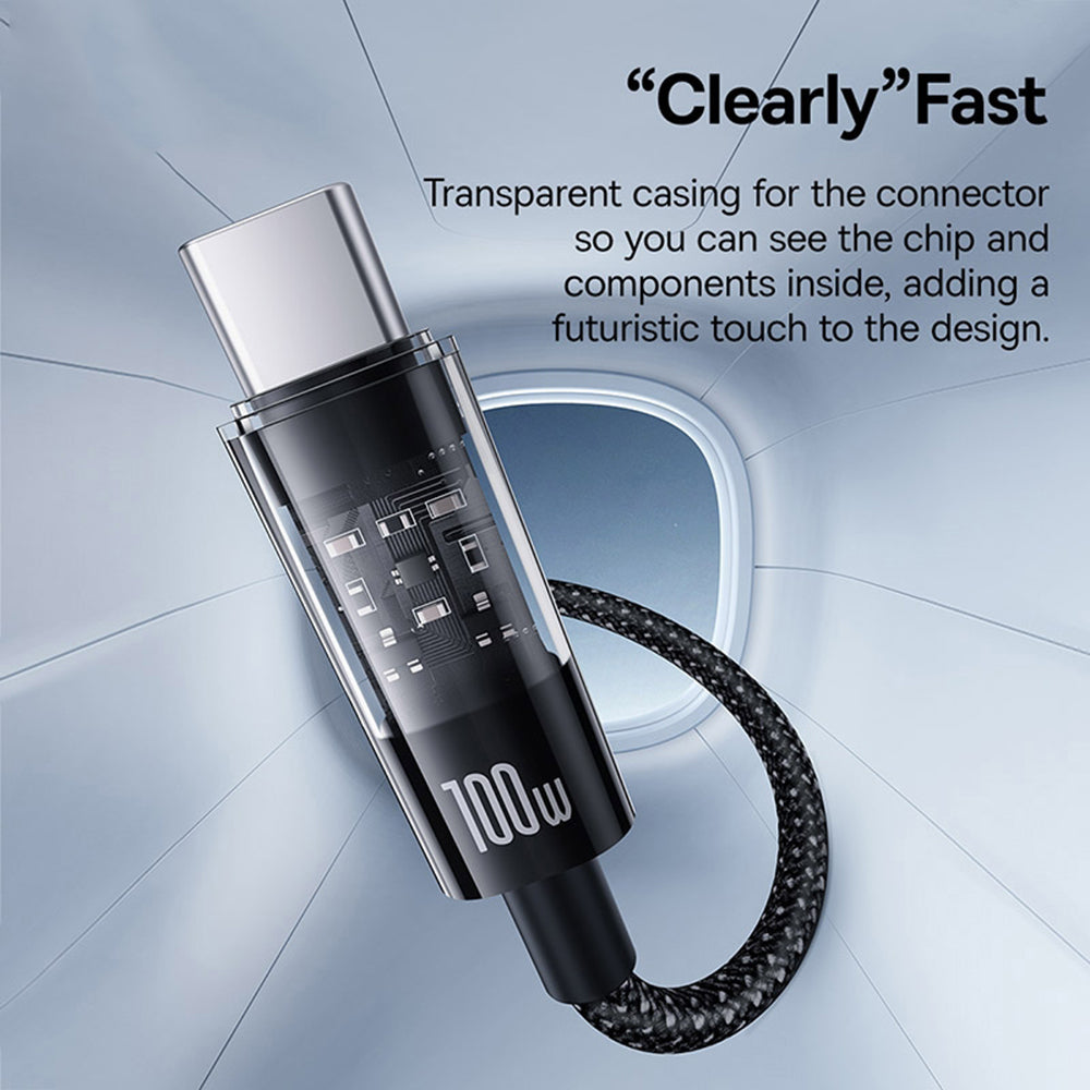 Cablu Baseus Gem (P10373002111-01), USB to Type-C, Super Fast Charging 100W, 2m, Cluster Black