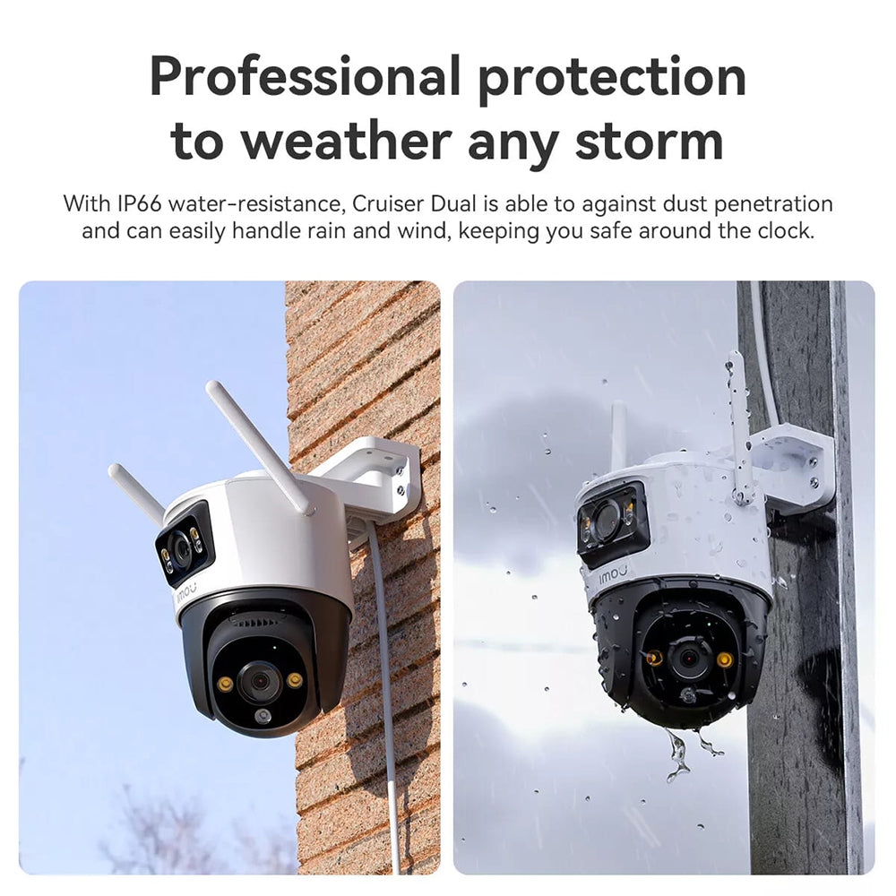 Imou Outdoor Camera Cruiser Dual (IPC-S7XP-10M0WED-0360B), 10MP, Two-way Talk, Human Detection, Night Vision, IP66, Alb