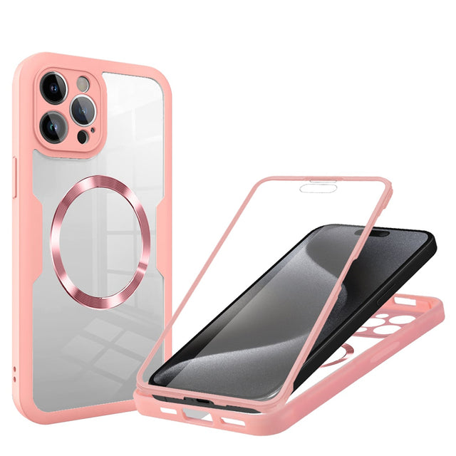 Folie de protectie Techsuit ColorVerse 360 MagSafe Series + compatibil cu iPhone 15 Pro Max, Roz