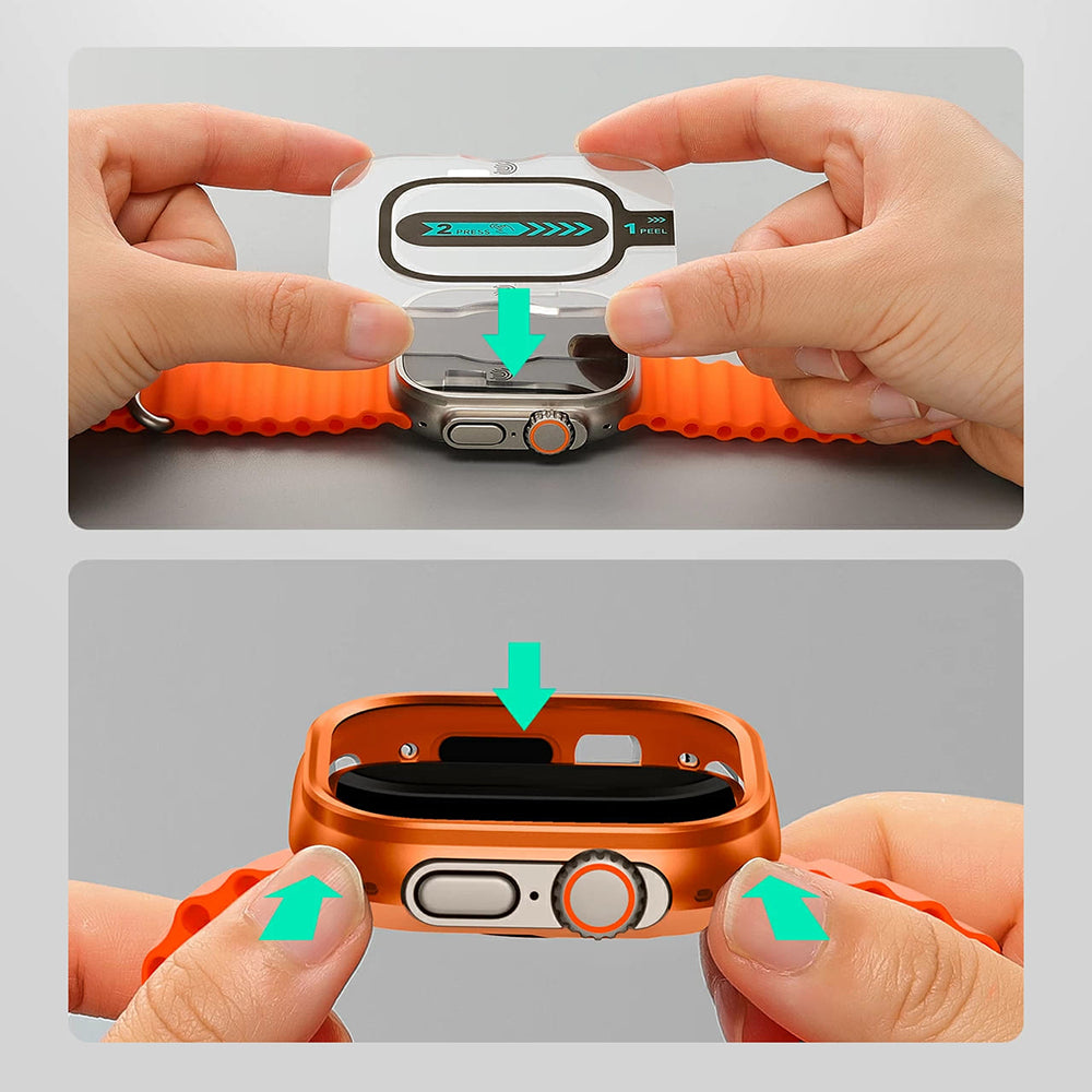 Folie de protectie smartwatch ESR Armorite Protection Set compatibil cu Apple Watch Ultra / Ultra 2 / Ultra 3, Titanium