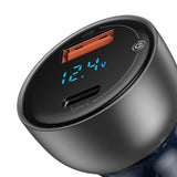 Incarcator Baseus Car (CCKX-C0A), with Digital Display, Type-C PD65W, USB QC4.0, DC 12-24V, Transparent