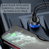 Incarcator Baseus Car (CCKX-C0A), with Digital Display, Type-C PD65W, USB QC4.0, DC 12-24V, Transparent