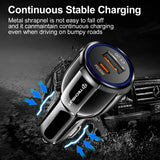 Incarcator Techsuit Car Premium (TE-022), USB-A QC5.0 30W, USB-C PD30W, Total 60W, LED Light, Negru