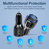 Incarcator Techsuit Car Premium (TE-022), USB-A QC5.0 30W, USB-C PD30W, Total 60W, LED Light, Negru