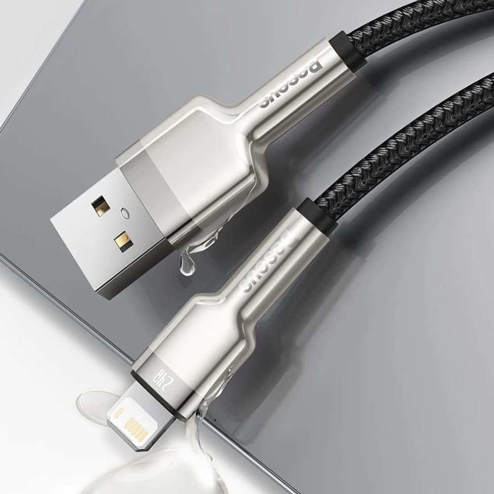 Cablu Baseus Cafule Series Metal (CALJK-B01), USB to Lightning 2.4A, 2m, Negru