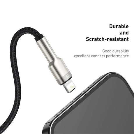 Cablu Baseus Cafule Series Metal (CALJK-B01), USB to Lightning 2.4A, 2m, Negru