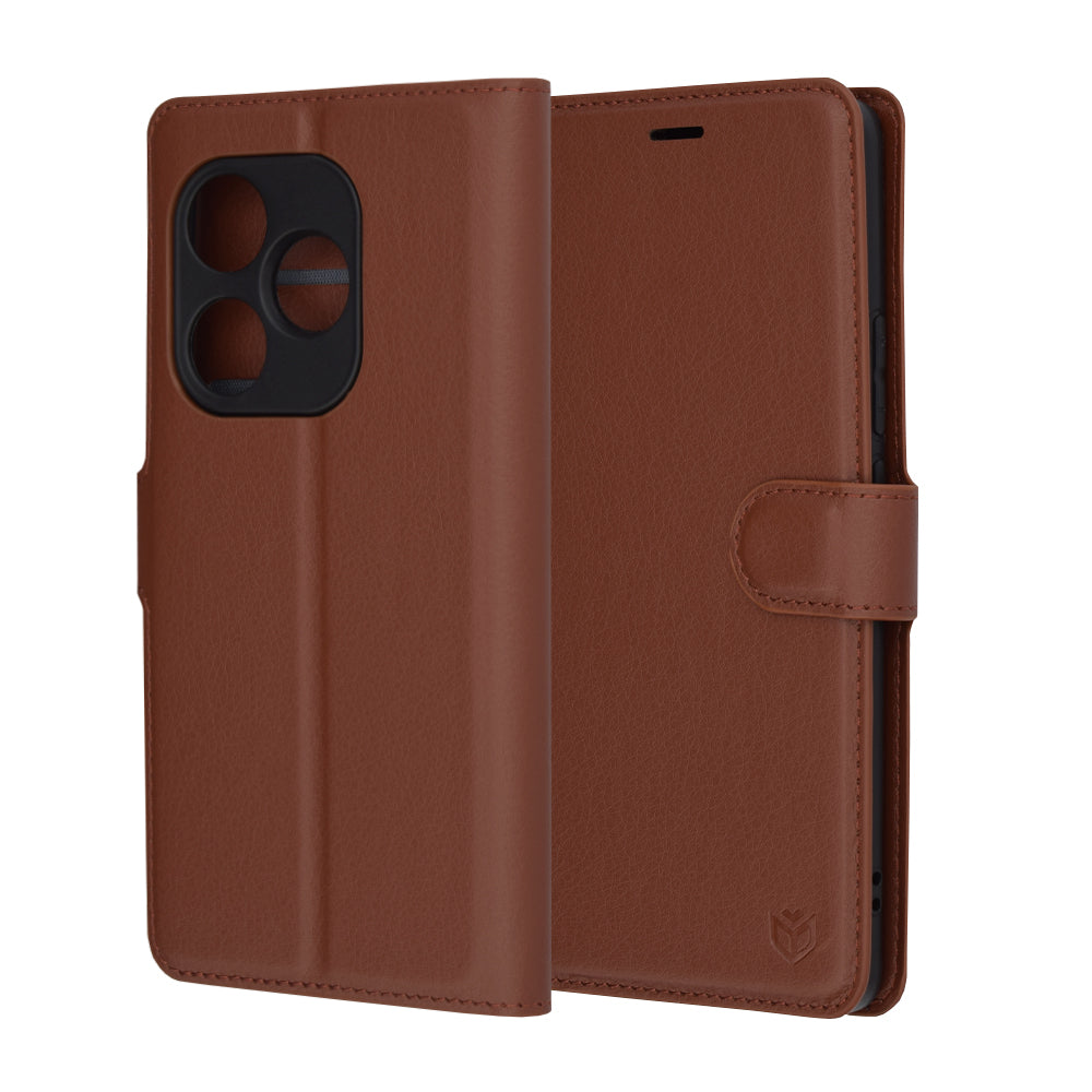 Husa de protectie Techsuit Leather Folio compatibil cu Realme GT 6 / GT 6T, Maro