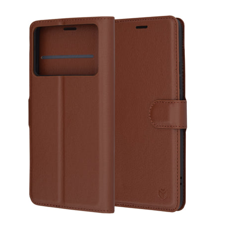 Husa de protectie Techsuit Leather Folio compatibil cu Xiaomi Poco F6 Pro, Maro