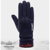 Techsuit Touchscreen Gloves Suede (ST0009), PU Leather, Plush Interior, Albastru