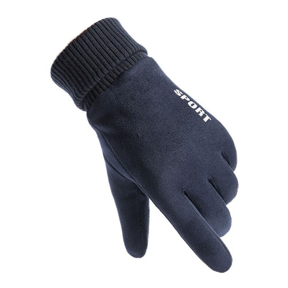 Techsuit Touchscreen Gloves Suede (ST0009), PU Leather, Plush Interior, Albastru