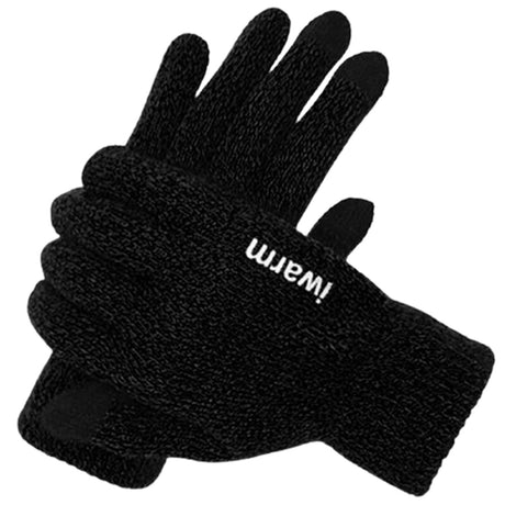 iWarm Touchscreen Gloves (ST0005), Double Layer and Velvet/Acrylic, Size 21cm, Negru