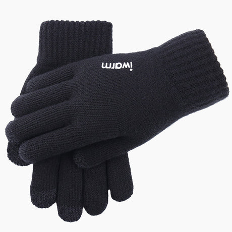 iWarm Touchscreen Gloves (ST0005), Double Layer and Velvet/Acrylic, Size 21cm, Negru