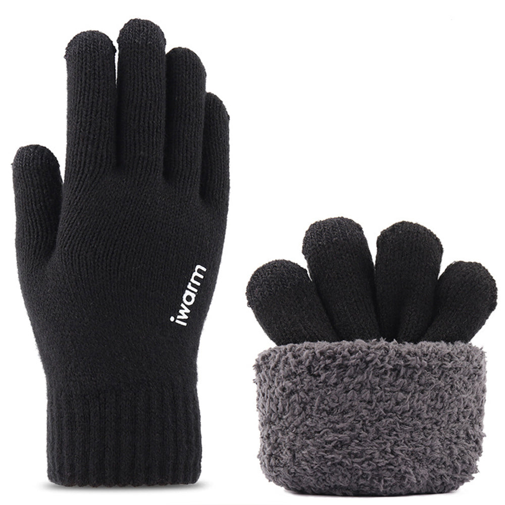 iWarm Touchscreen Gloves (ST0005), Double Layer and Velvet/Acrylic, Size 21cm, Negru