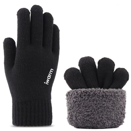 iWarm Touchscreen Gloves (ST0005), Double Layer and Velvet/Acrylic, Size 21cm, Negru