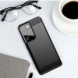 Husa de protectie Techsuit Carbon Silicone compatibil cu Samsung Galaxy S21 Ultra 5G, Negru