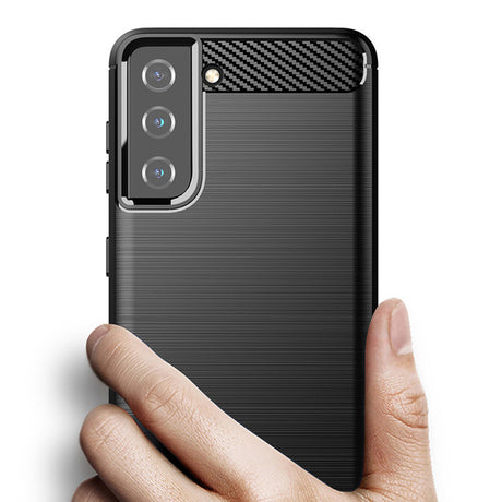 Husa de protectie Techsuit Carbon Silicone compatibil cu Samsung Galaxy S21, Negru