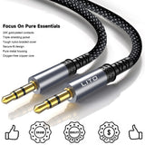 Adaptor Lito Audio Cable Adapter (LA01D), Jack to Jack 3.5mm, Hi-Fi, 24k Gold-plated Contacts, Nylon-braided, 1m, Negru