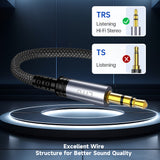 Adaptor Lito Audio Cable Adapter (LA01D), Jack to Jack 3.5mm, Hi-Fi, 24k Gold-plated Contacts, Nylon-braided, 1m, Negru