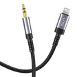 Adaptor Lito Audio Cable Adapter (LA01L), Lightning to Jack 3.5mm, Hi-Fi, 24k Gold-plated Contacts, Nylon-braided, 1m, Negru
