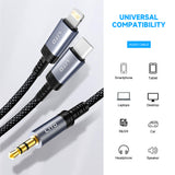 Adaptor Lito Audio Cable Adapter (LA01L), Lightning to Jack 3.5mm, Hi-Fi, 24k Gold-plated Contacts, Nylon-braided, 1m, Negru