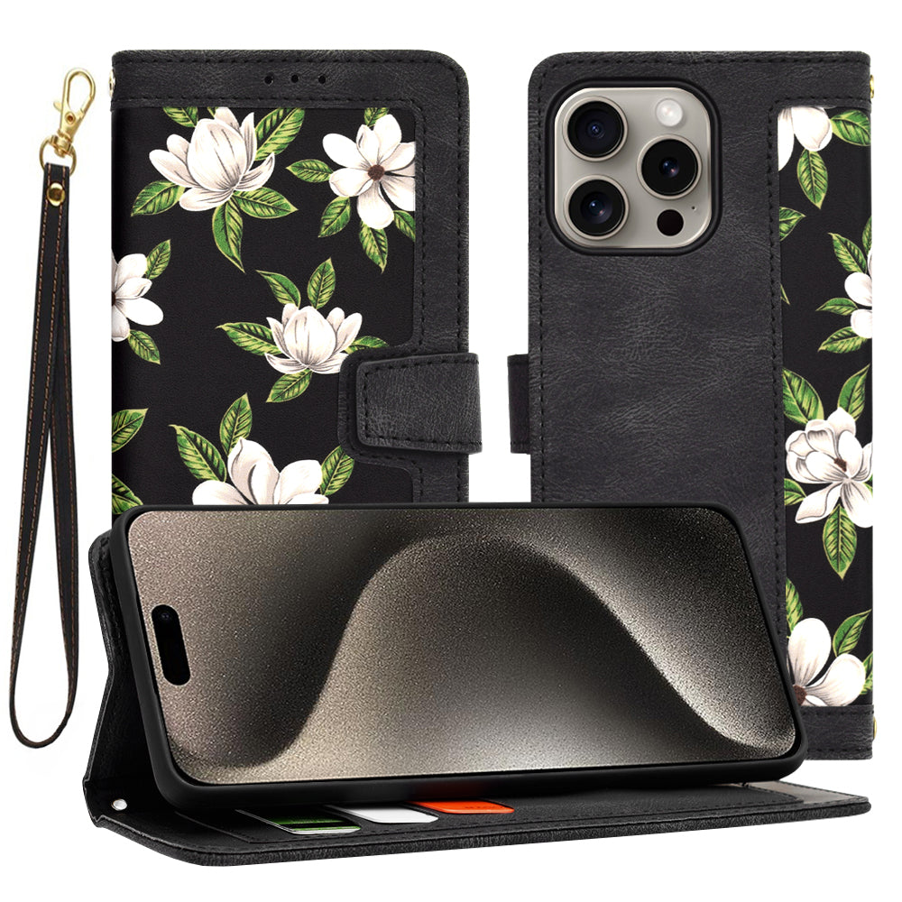 Husa de protectie Techsuit FlipCraft compatibil cu iPhone 15 Pro Max, Flowers of the Dawn