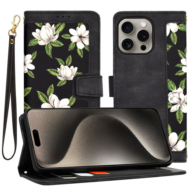 Husa de protectie Techsuit FlipCraft compatibil cu iPhone 15 Pro Max, Flowers of the Dawn