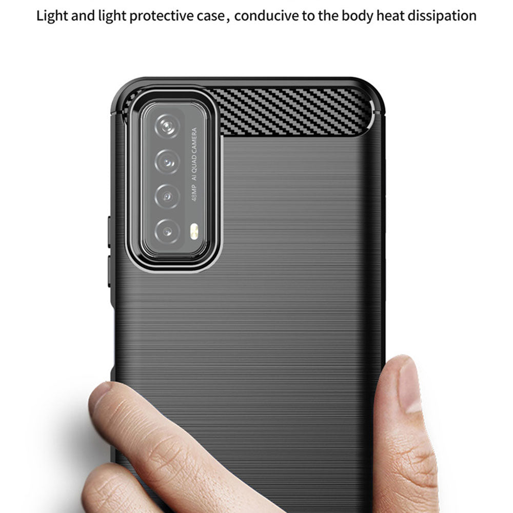 Husa de protectie Techsuit Carbon Silicone compatibil cu Huawei P Smart 2021, Negru