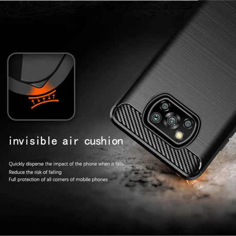 Husa de protectie TechSuit Carbon Silicone compatibil cu Xiaomi Poco X3 / Poco X3 NFC / Poco X3 Pro, Negru