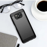 Husa de protectie TechSuit Carbon Silicone compatibil cu Xiaomi Poco X3 / Poco X3 NFC / Poco X3 Pro, Negru