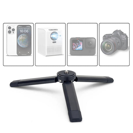 Suport Techsuit Mini Tripod (TPD2), for Selfie Sticks, Universal, with 1/4 inch Screw, Aluminum Alloy, Negru