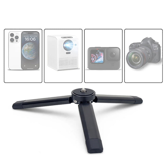 Suport Techsuit Mini Tripod (TPD2), for Selfie Sticks, Universal, with 1/4 inch Screw, Aluminum Alloy, Negru