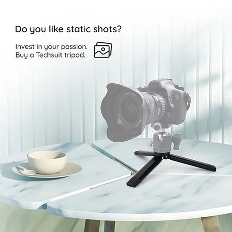 Suport Techsuit Mini Tripod (TPD2), for Selfie Sticks, Universal, with 1/4 inch Screw, Aluminum Alloy, Negru