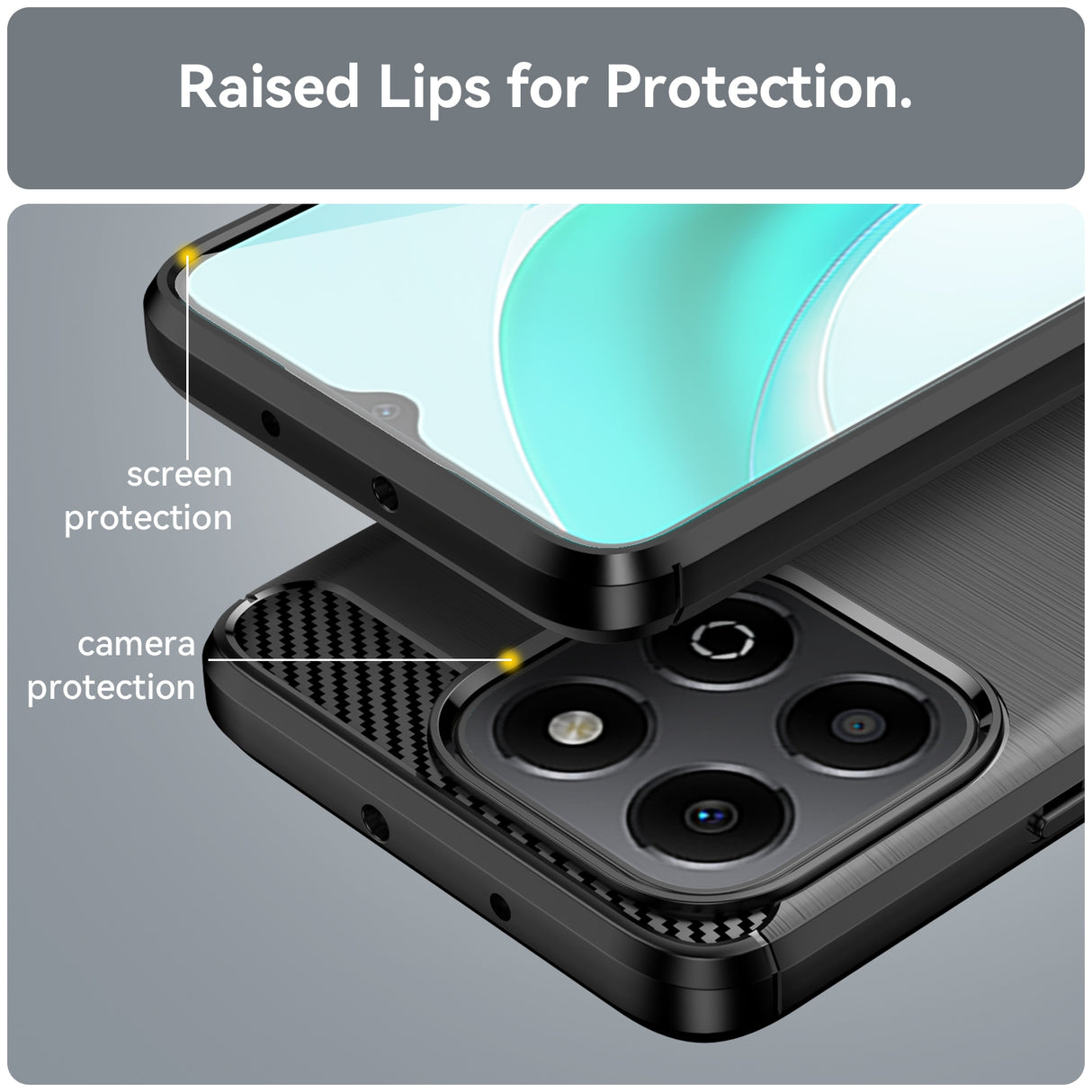 Husa de protectie Techsuit Carbon Silicone compatibil cu Honor X6b, Negru