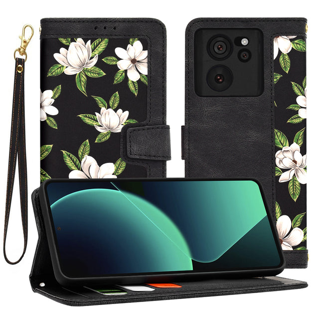 Husa de protectie Techsuit FlipCraft compatibil cu Xiaomi 13T / 13T Pro, Flowers of the Dawn