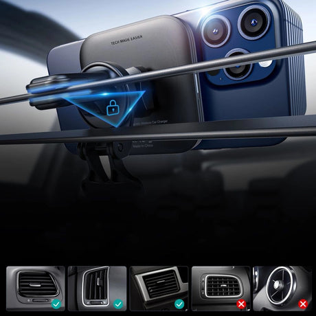 Suport ESR with Wireless Charging Qi2 HaloLock (2B51801), with CryoBoost, MagSafe Compatible, for Air Vent, Negru