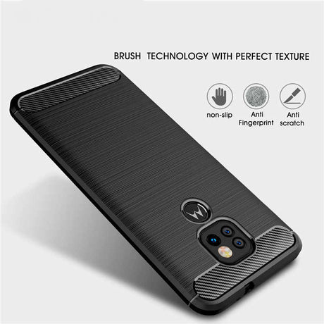 Husa de protectie Techsuit Carbon Silicone compatibil cu Motorola Moto E7 Plus / Moto G9 Play, Negru