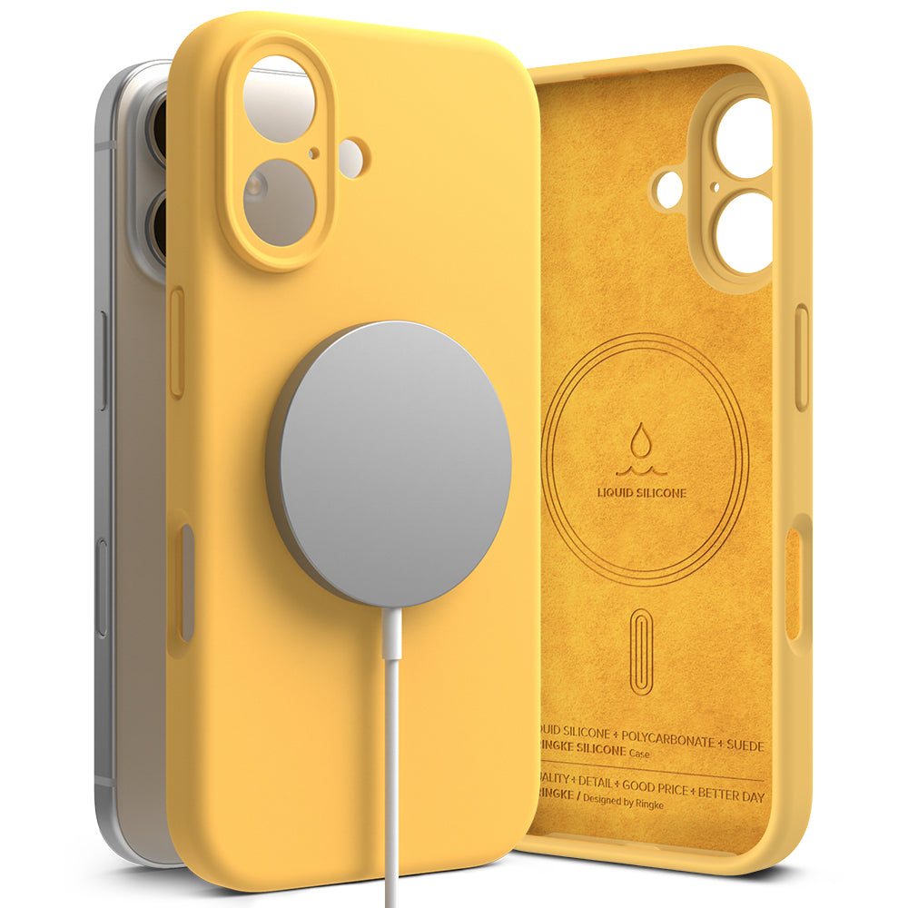 Husa de protectie Ringke Silicone Magnetic MagSafe compatibil cu iPhone 16 Plus, Galben