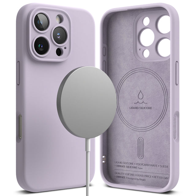 Husa de protectie Ringke Silicone Magnetic MagSafe compatibil cu iPhone 16 Pro, Lavanda