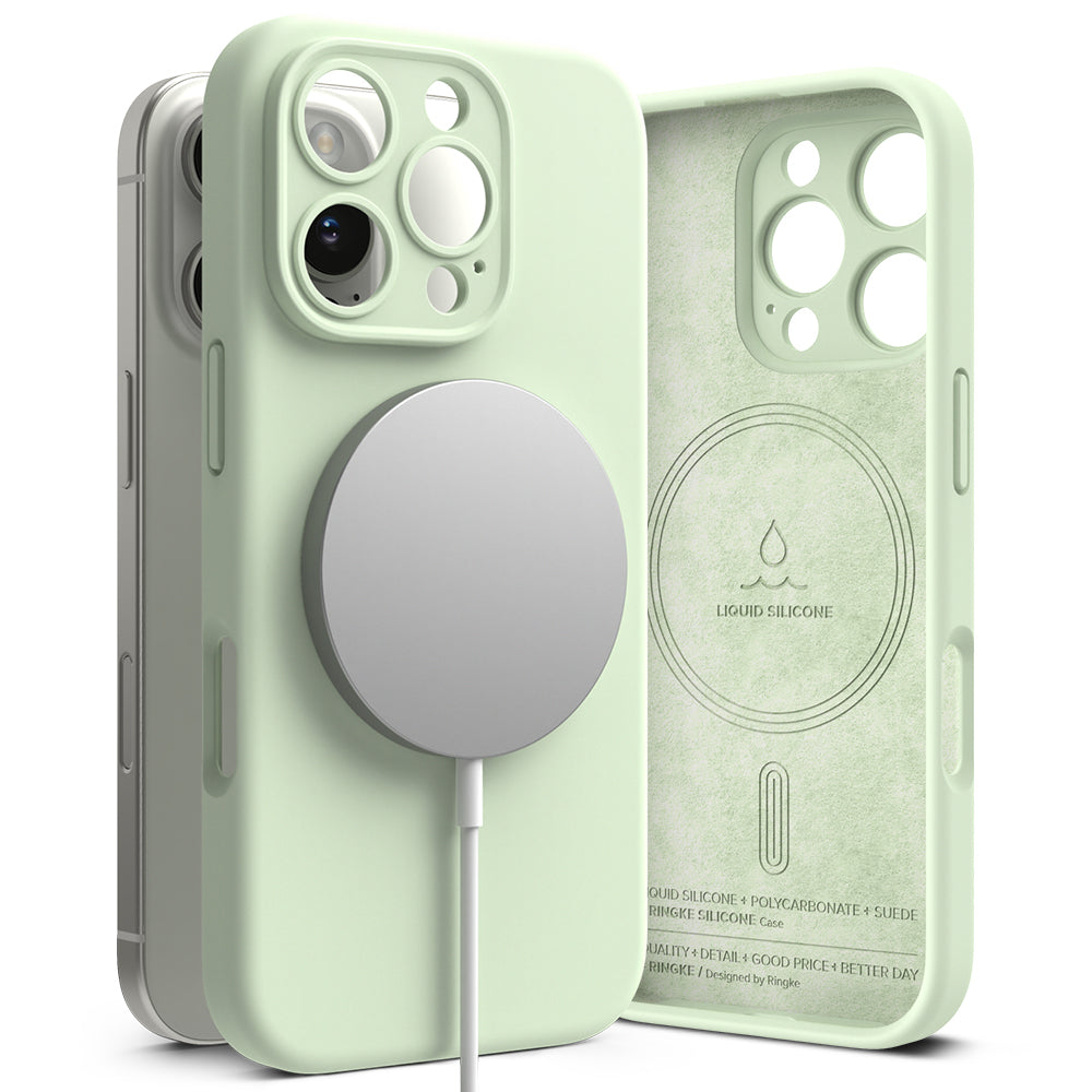 Husă Ringke Silicone Magnetic MagSafe pentru iPhone 16 Pro, verde