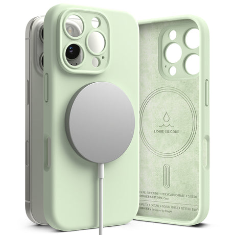 Husa de protectie Ringke Silicone Magnetic MagSafe compatibil cu iPhone 16 Pro, Soft Mint