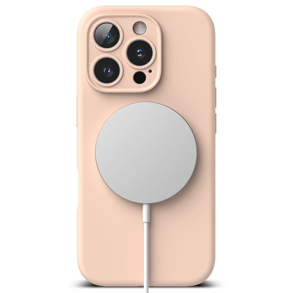 Husa de protectie Ringke Silicone Magnetic MagSafe compatibil cu iPhone 16 Pro, Roz Sand